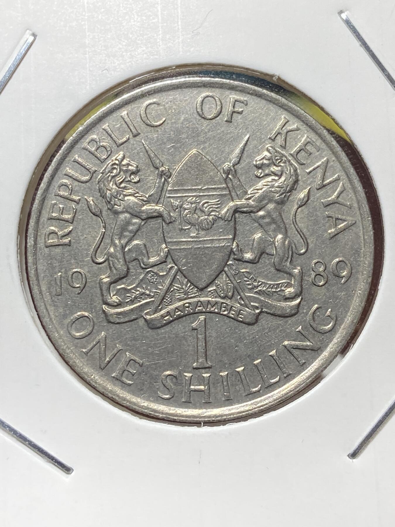 2025年第一百三十二场(总第一百五十八场）外国好品纸夹散币场(免佣金) 肯尼亚🇰🇪1989年1先令(独立后第三套，关门年)