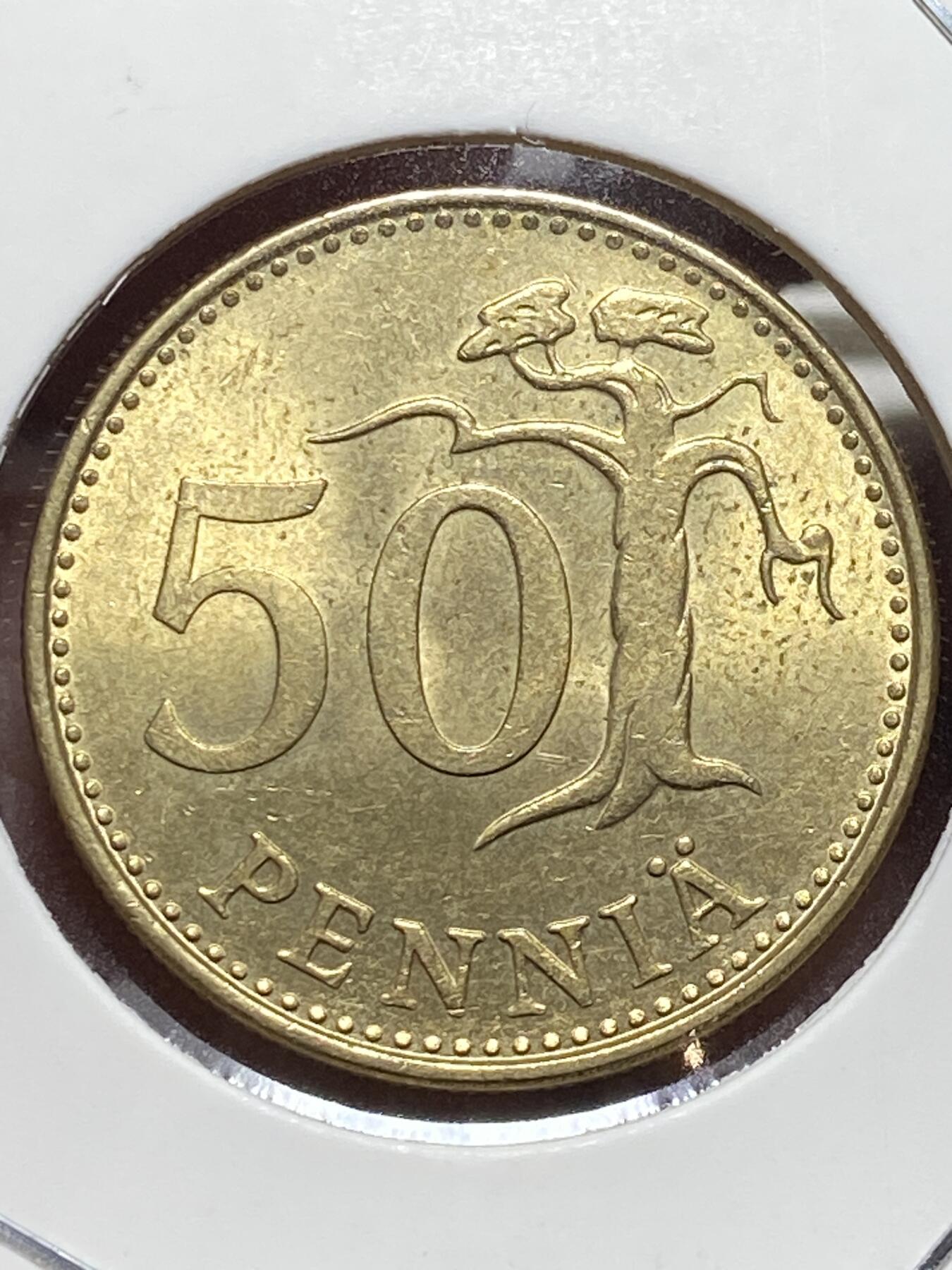 2025年第一百三十二场(总第一百五十八场）外国好品纸夹散币场(免佣金) 原光好品–芬兰🇫🇮1988年50盆尼(后期M标)