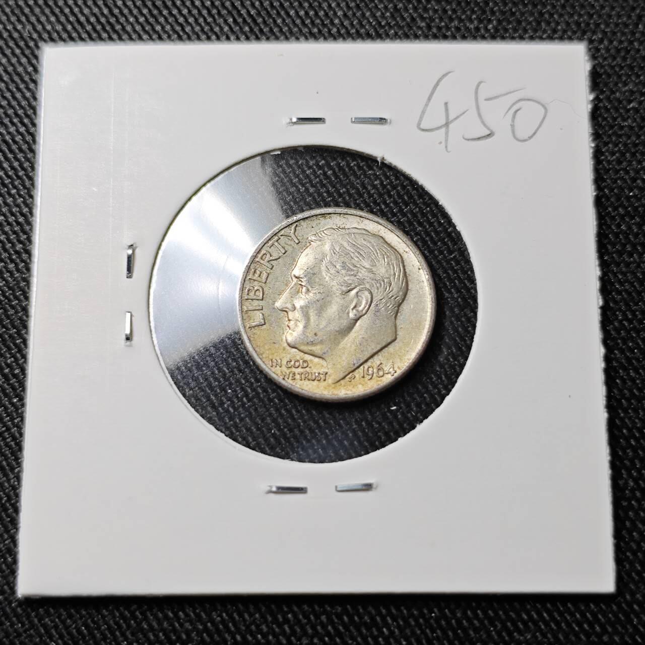 KK钱币收藏小铺 （套币 好品/批量散币 银币）专场  2月预留时间 周末发货   1964美国10分银币