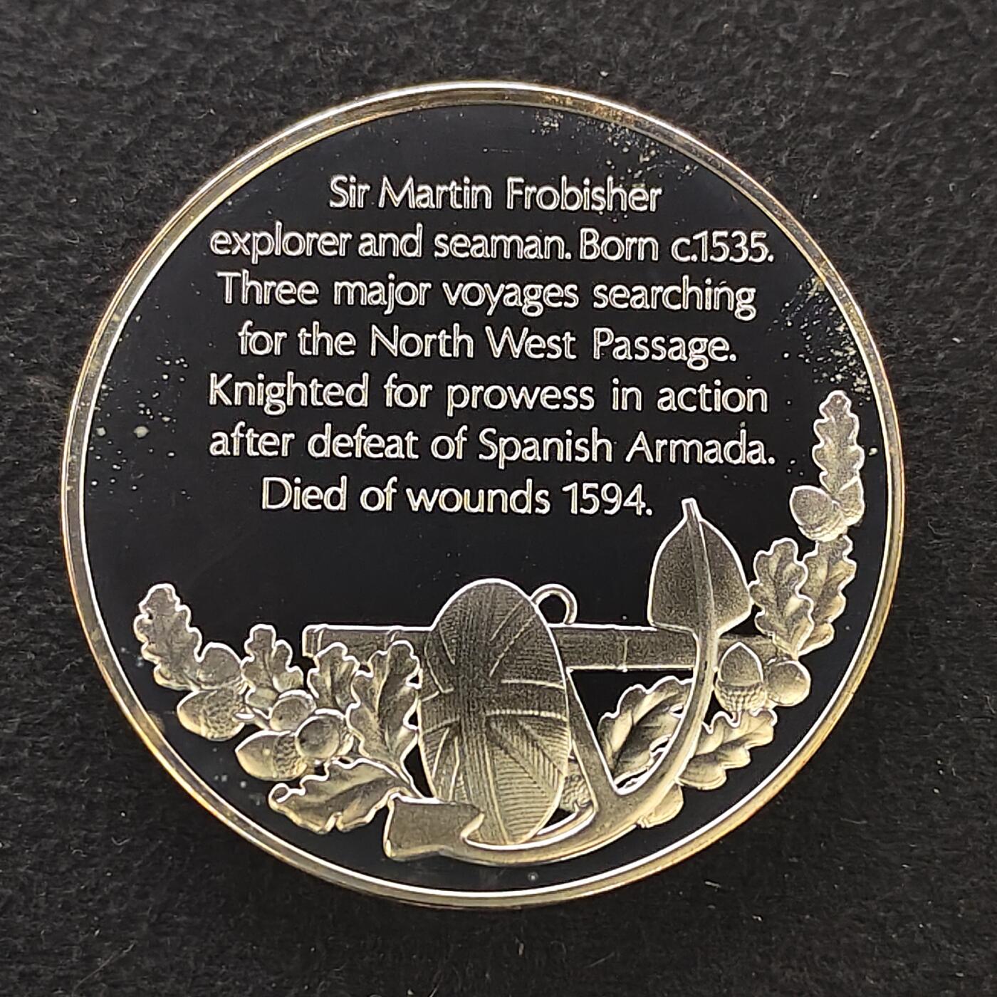 【全场包邮】纯粹捡漏拍480场（免费代拍第17场） 【纪念章】英国大航海时代系列克朗型精制镀银纪念章-探险家马丁·佛罗比舍