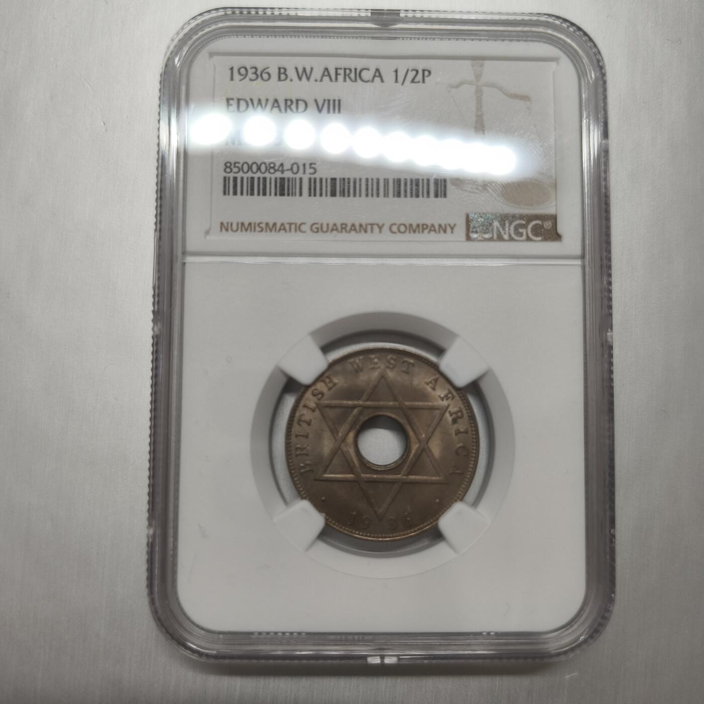 老蟹的宝藏🏴‍☠️ IV NGC MS64 英属西非1936年1/2便士