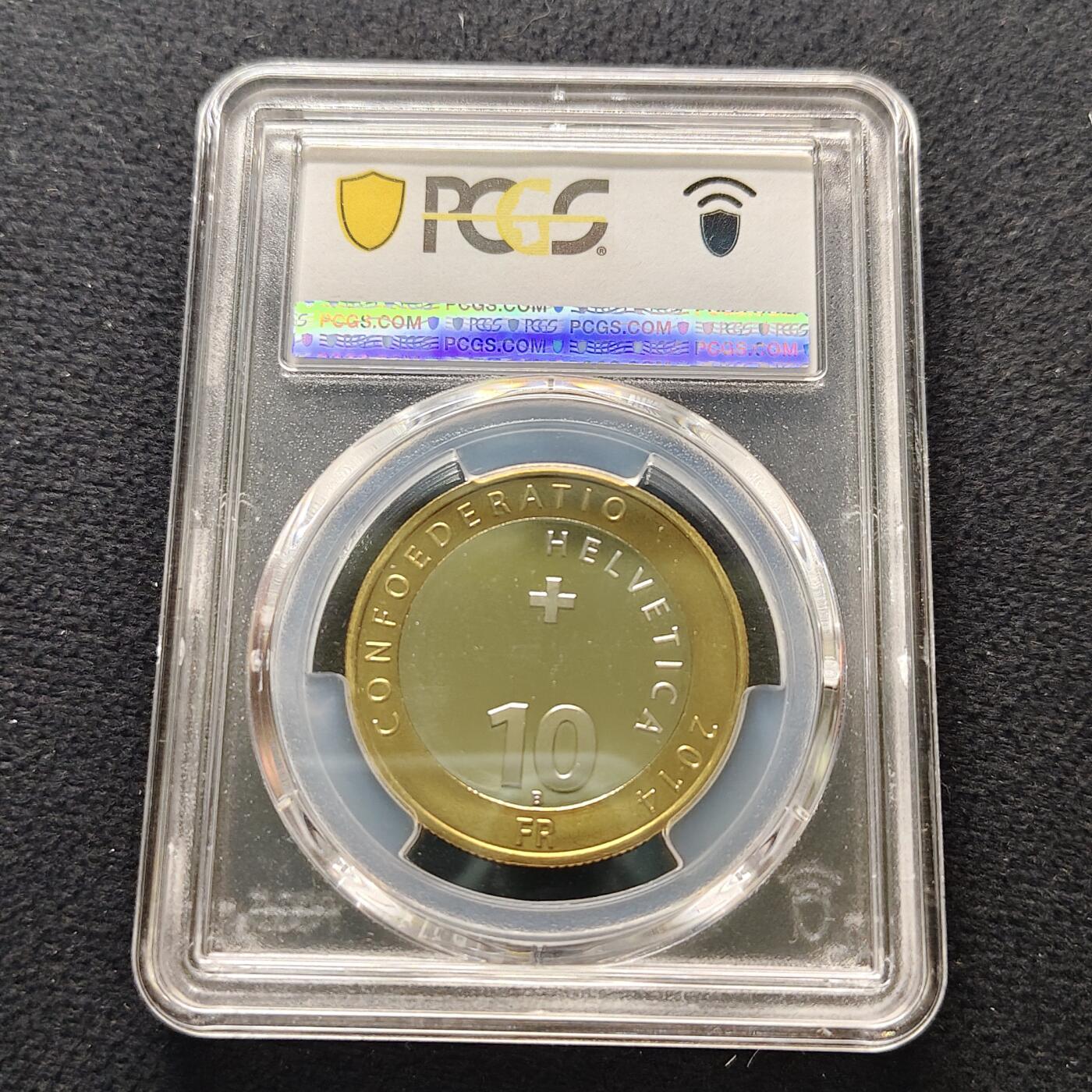 【全场包邮】纯粹捡漏拍481场（免费代拍第18场） 瑞士2014年10法郎习俗系列圣马丁节射鹅仪式双色纪念币-PCGS MS68