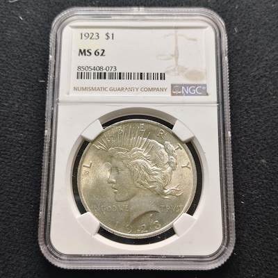 【全场包邮】纯粹捡漏拍481场（免费代拍第18场） - 美国1923年和平1元（38.1毫米26.73克）银币-NGC MS62