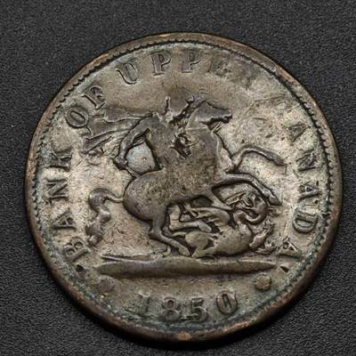 【淘币小摊】实时拍第八百零九拍   散币场   满百包邮可预留二周 每周一统一发货   - 上加拿大1850年马剑一便士铜币代币