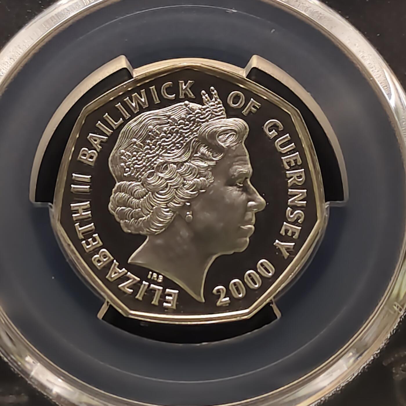 【全场包邮】纯粹捡漏拍481场（免费代拍第18场） 根西2000年50便士不列颠之战60周年精制纪念银币-PCGS PR67 DCAM