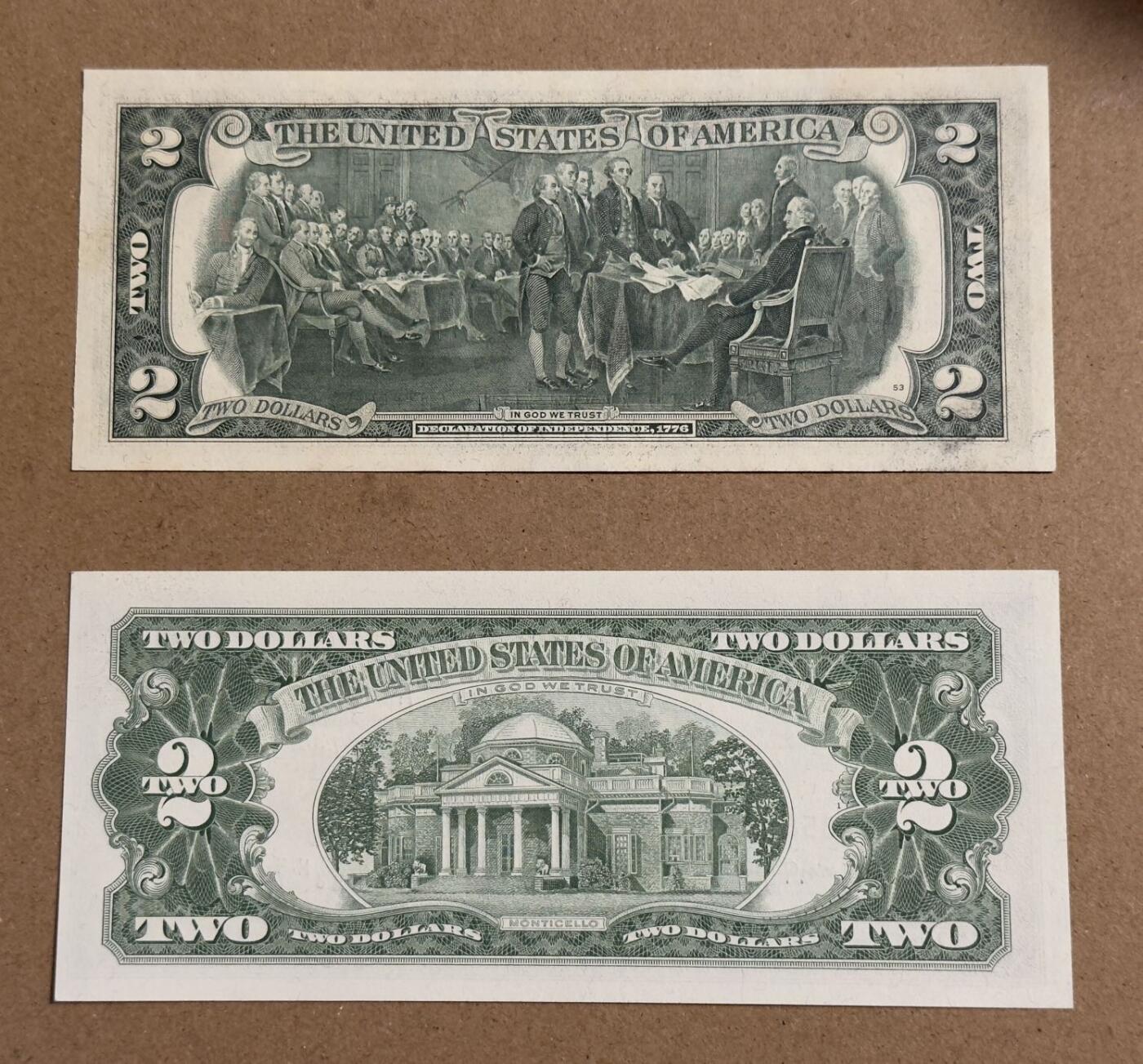 【礼羽收藏】🌏世界钱币拍卖第113期 63年2美元76年2美元两张无3.4.7unc品相76年2美元有斑