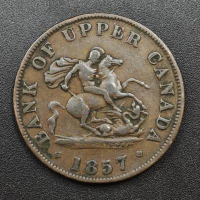 【淘币小摊】实时拍第八百一十拍   散币场   满百包邮可预留二周 每周一统一发货   - 上加拿大1857年马剑半便士铜币代币