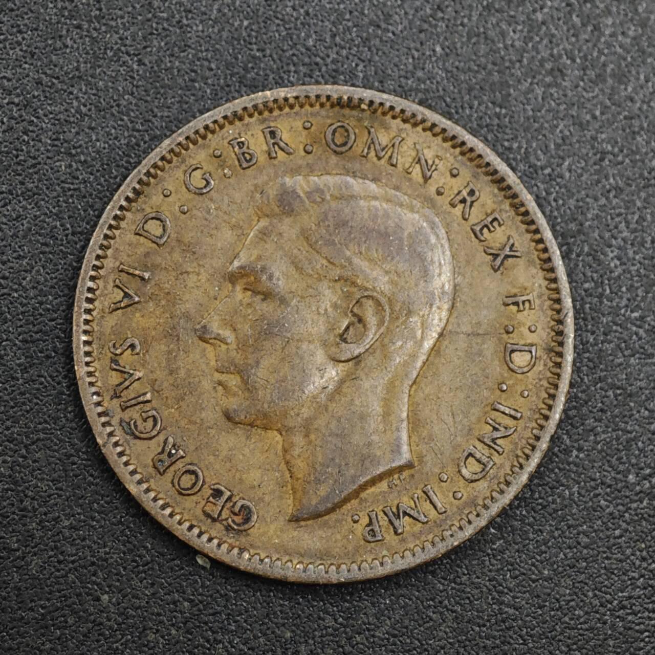 【淘币小摊】实时拍第八百一十拍   散币场   满百包邮可预留二周 每周一统一发货   英国1942年乔治六世法新铜币