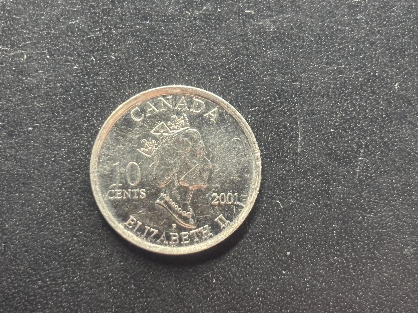 邮泉阁限时拍卖第三十七场 英国殖民地、属地硬币专场（硬币在国外。请付邮费6元。） 加拿大2001年10分纪念币