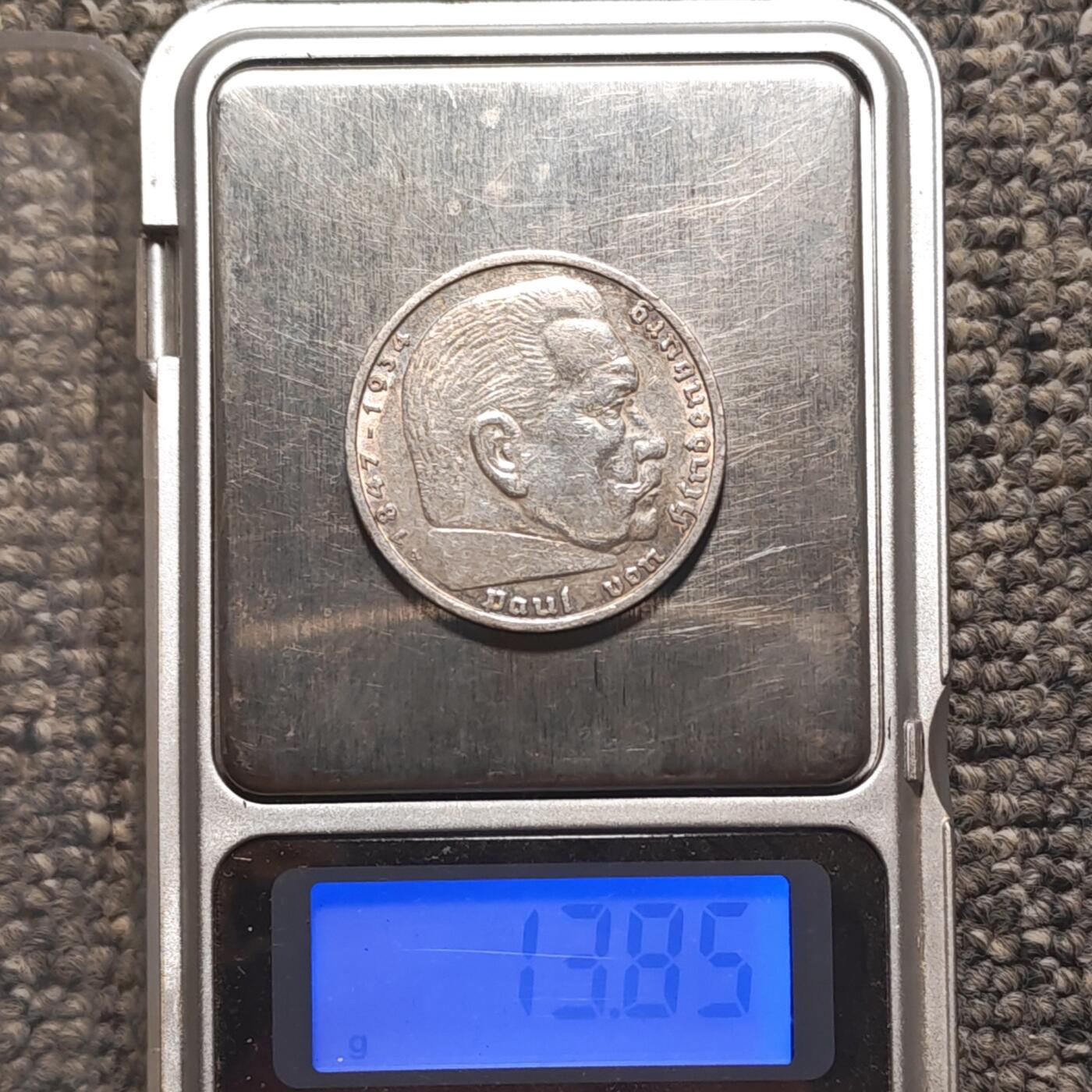 1935年德国兴登堡5马克银币