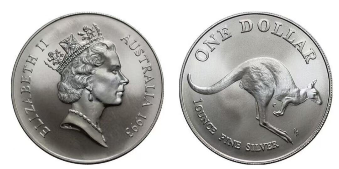 长老汇蛇年精选第七十九场拍卖 1993 澳大利亚 1元  袋鼠主题  1 盎司纯银纪念币，袋鼠系列稀少品种，TQG MS 69，黄色特殊壳子