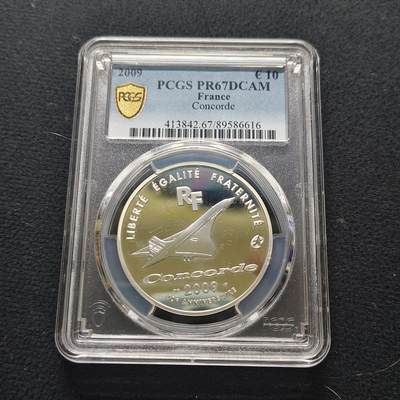 【全场包邮】纯粹捡漏拍481场（免费代拍第18场） - 法国2009年10欧元协和式飞机首飞40周年精制纪念银币-PCGS PR67 DCAM