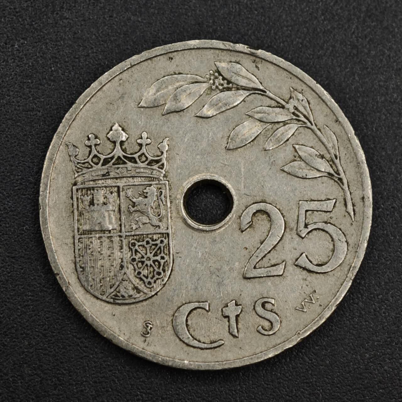 【淘币小摊】实时拍第八百一十拍   散币场   满百包邮可预留二周 每周一统一发货   西班牙1937年25分镍币