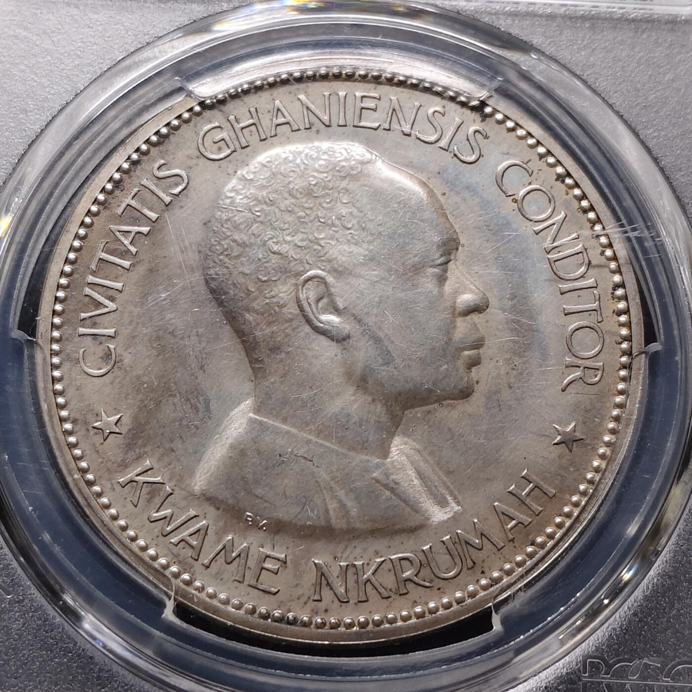 【全场包邮】纯粹捡漏拍481场（免费代拍第18场） 【收藏级】加纳1958年10先令精制克朗型大银币-PCGS PR65