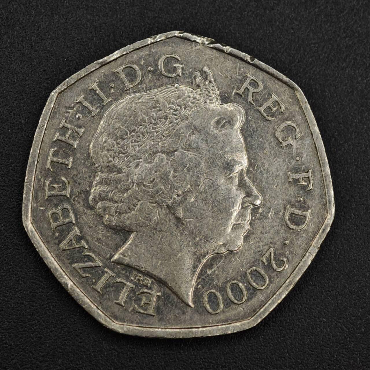 【淘币小摊】实时拍第八百一十拍   散币场   满百包邮可预留二周 每周一统一发货   英国2000年国家图书馆50便士纪念币