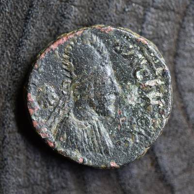 【良泉】第42期【自动场】12月4日晚19.30点开拍！99枚域外古代钱币专场  - 【藏家出品D】（9.16克）【稀有】罗马帝国 公元238-244年 奥斯若恩王国铜币 戈尔迪安三世和阿布加尔十世 埃德萨城打制