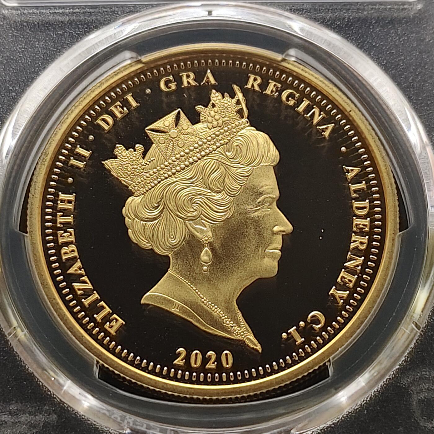 【全场包邮】纯粹捡漏拍481场（免费代拍第18场） 奥尔德尼2020年5镑二战胜利75周年镀金精制纪念币-PCGS PR69 DCAM