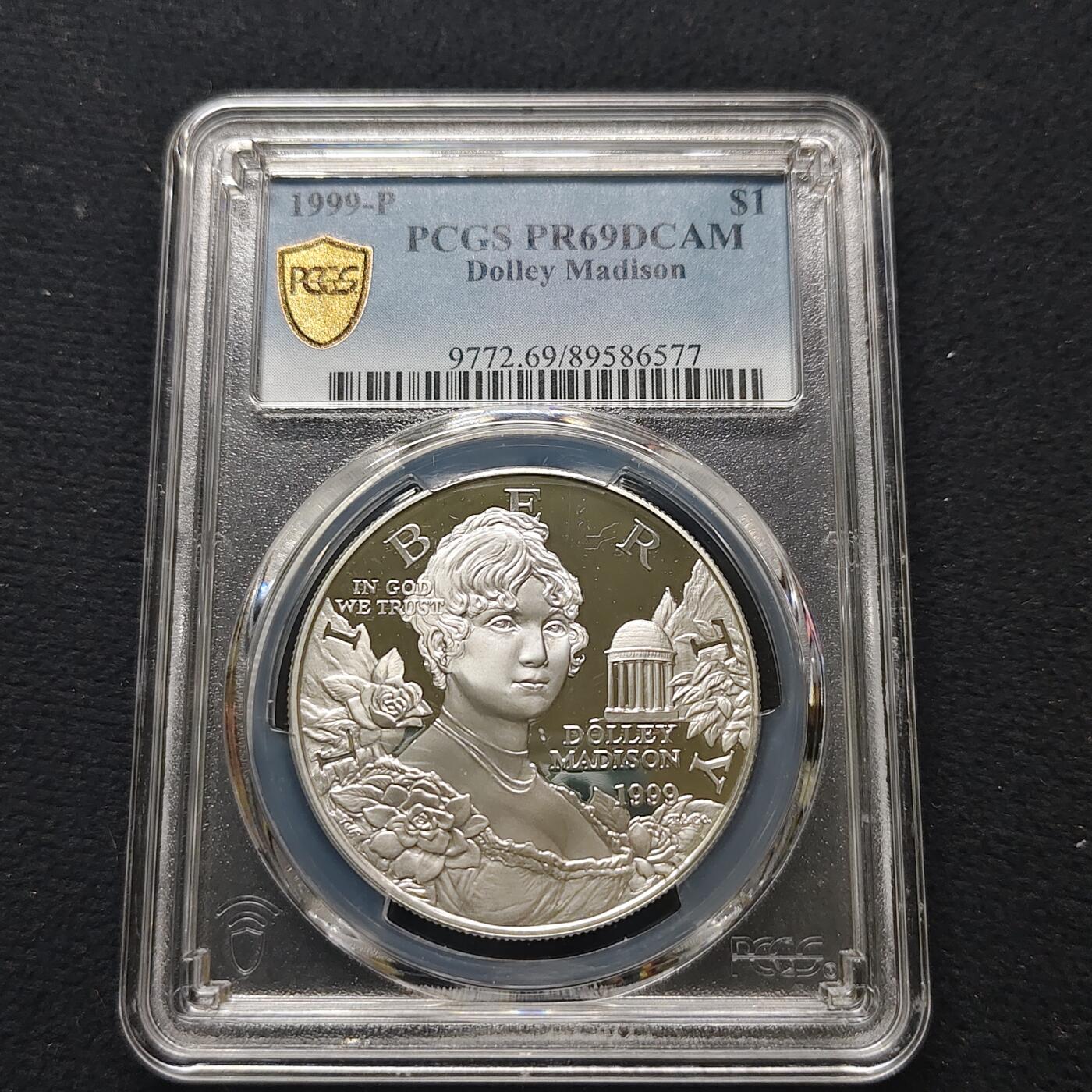 【全场包邮】纯粹捡漏拍481场（免费代拍第18场） 美国1999年1元多莉·麦迪逊精制纪念银币-PCGS PR69 DCAM
