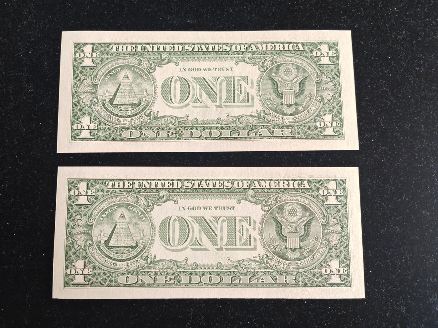 美国纸币 2001年 稀少I区 1美元 首发A冠 无4 全新UNC 单价