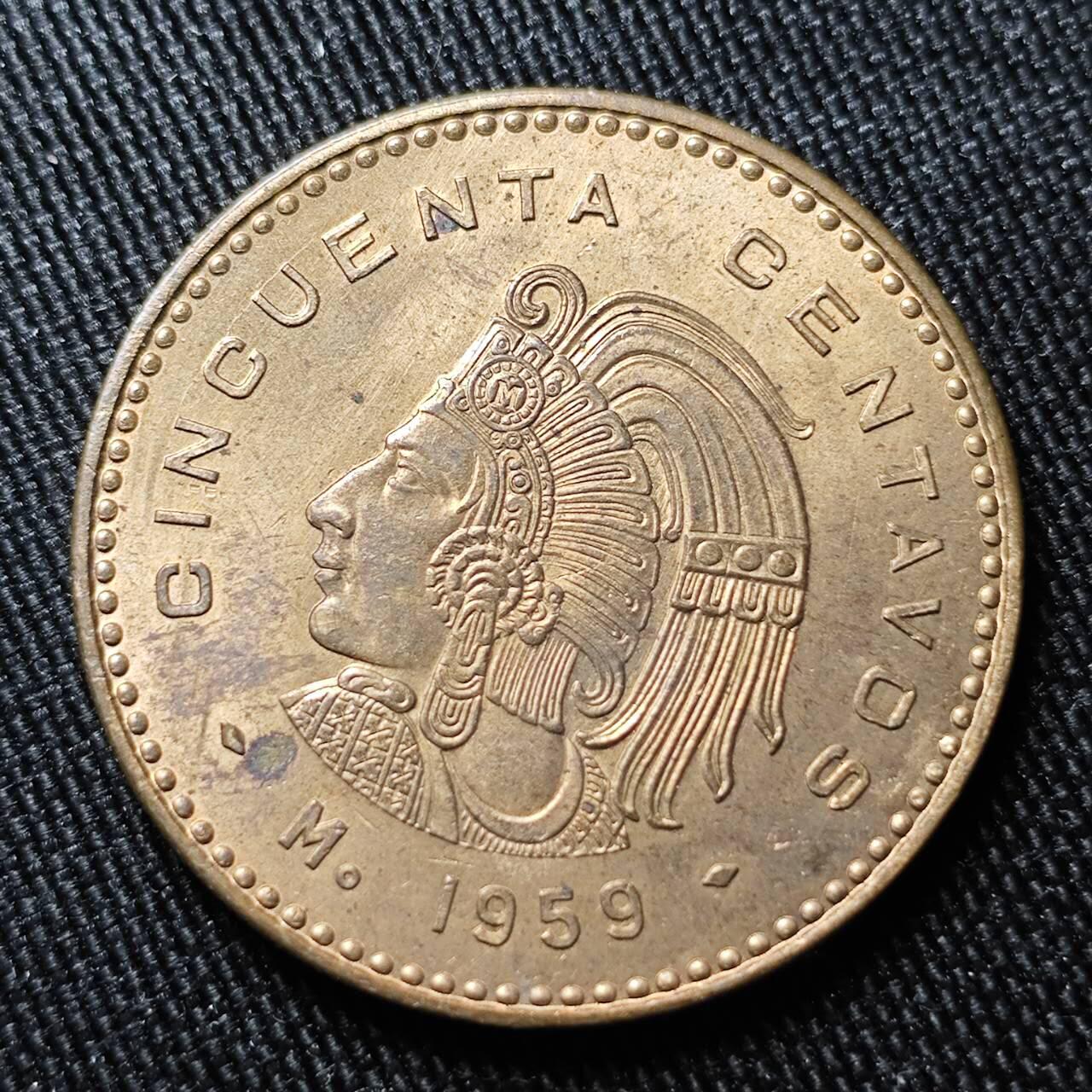 KK钱币收藏小铺 （套币 好品/批量散币 银币）专场  2月预留时间 周末发货   1959墨西哥酋长大铜币 带光好品