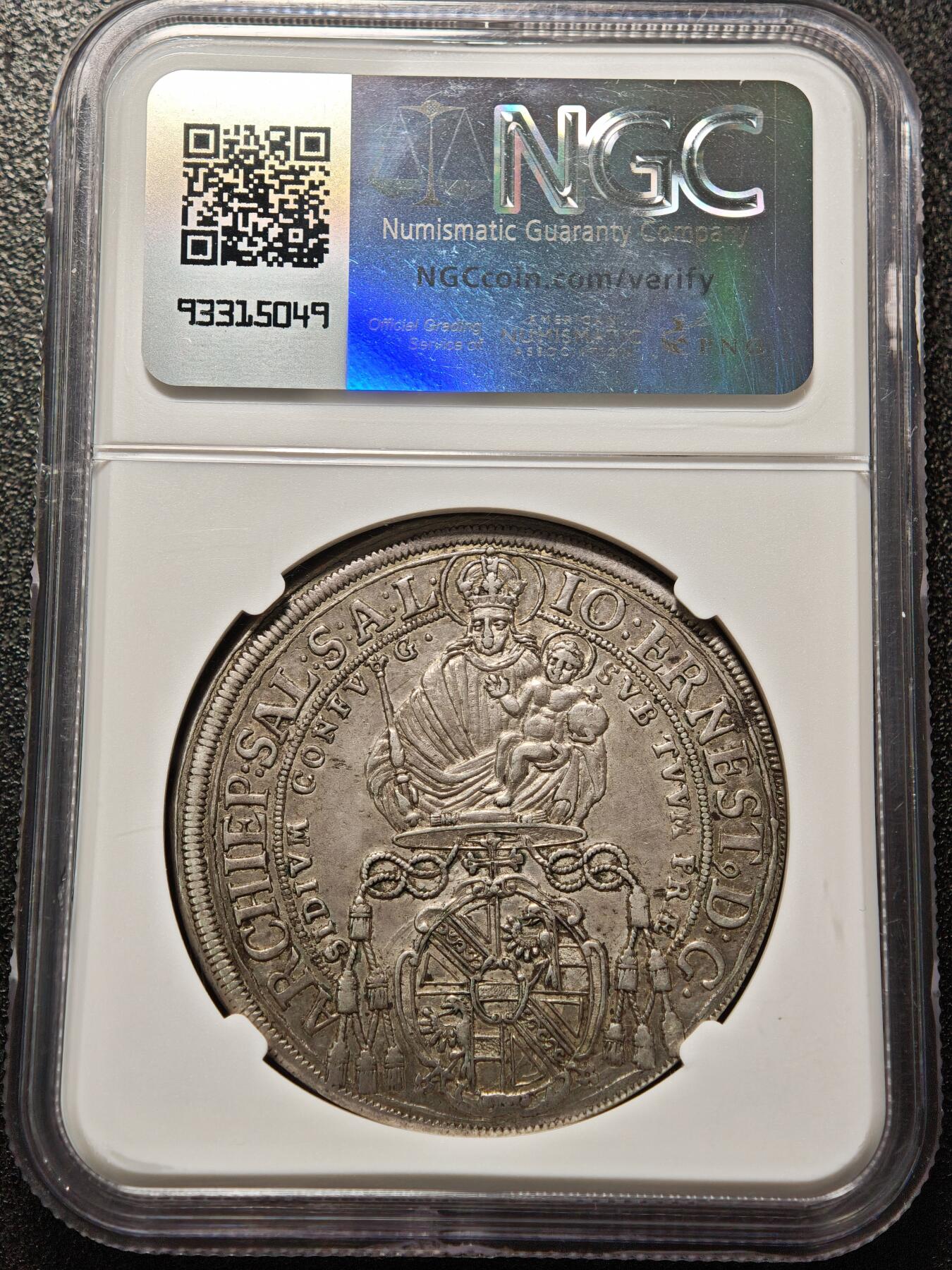 【德藏】世界币章拍卖第155期（拍品征集中~欢迎藏友联系） 1702年 神圣罗马帝国萨尔茨堡泰勒大银币 NGC AU 原味包浆 状态安逸