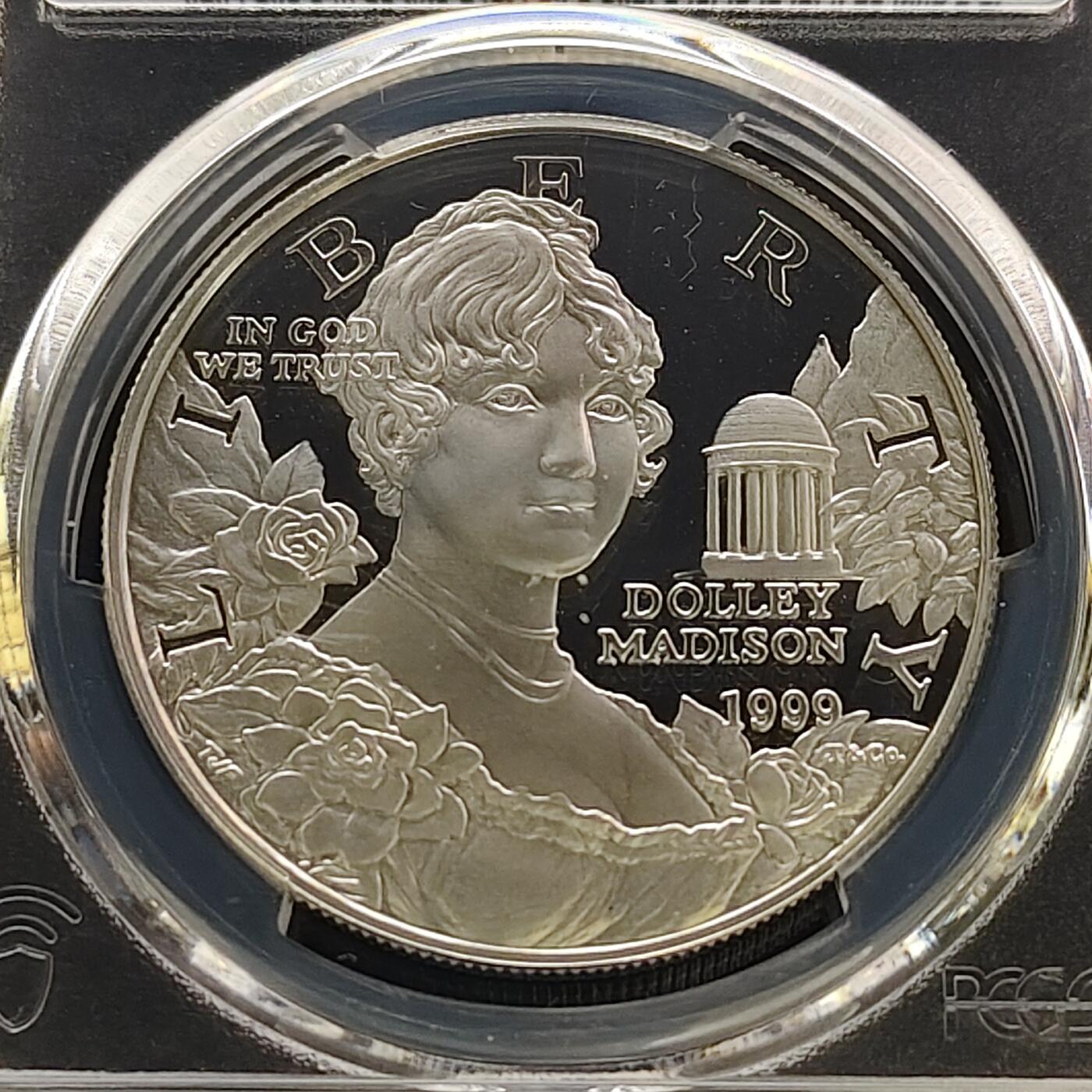 【全场包邮】纯粹捡漏拍481场（免费代拍第18场） 美国1999年1元多莉·麦迪逊精制纪念银币-PCGS PR69 DCAM