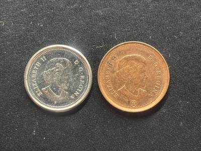 邮泉阁限时拍卖第三十七场 英国殖民地、属地硬币专场（硬币在国外。请付邮费6元。） - 加拿大老年版2枚