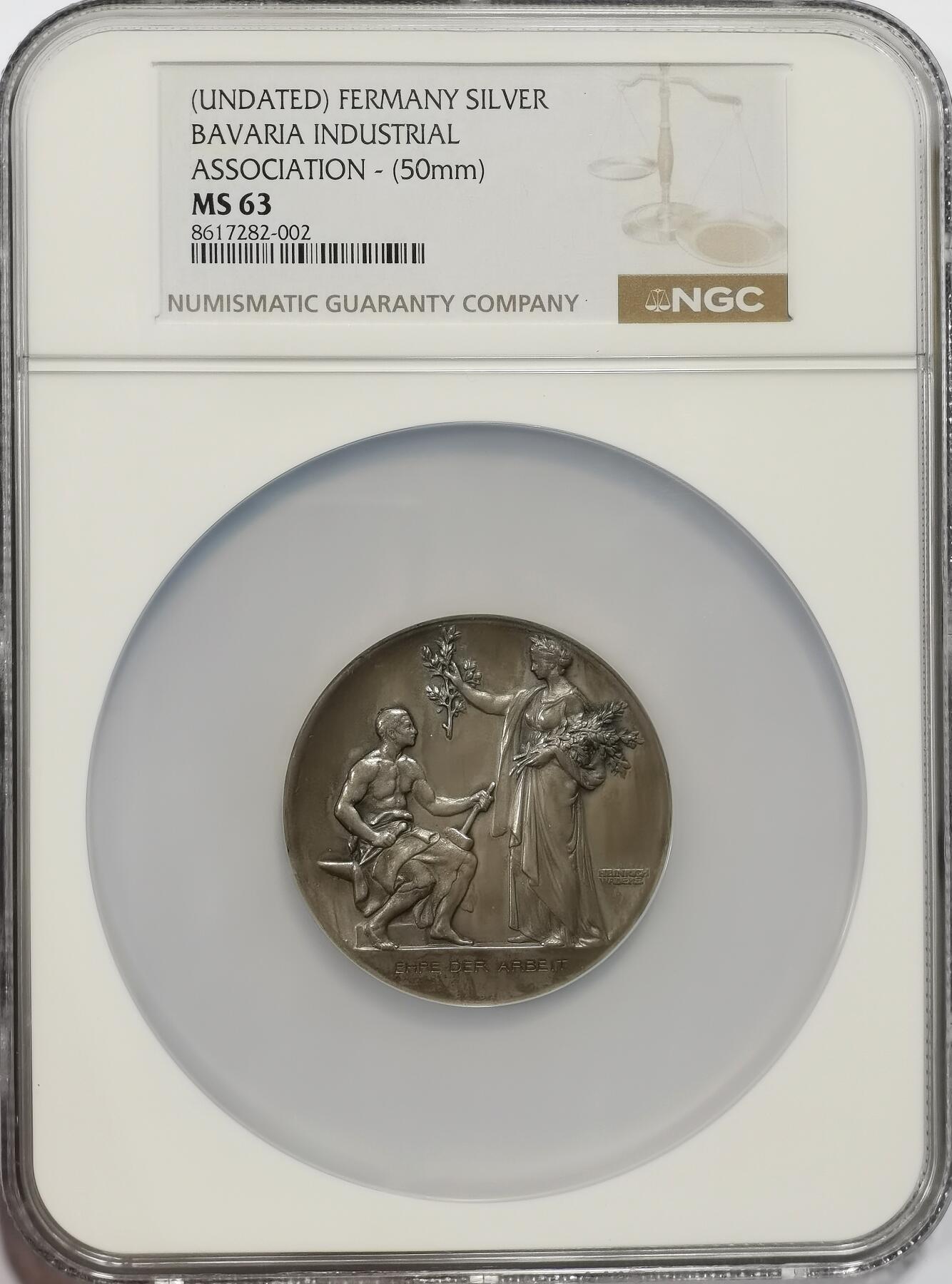 博洋堂世界钱币拍卖第149期（全场包邮） NGC MS63 德国第二帝国工业成就颁发50mm巨大银章！有玩德系的推断应该也是是第三帝国初期品种。