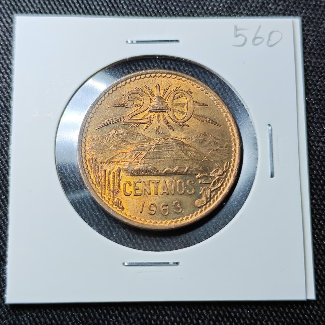 KK钱币收藏小铺 （套币 好品/批量散币 银币）专场  2月预留时间 周末发货  1963墨西哥20分铜币 好品