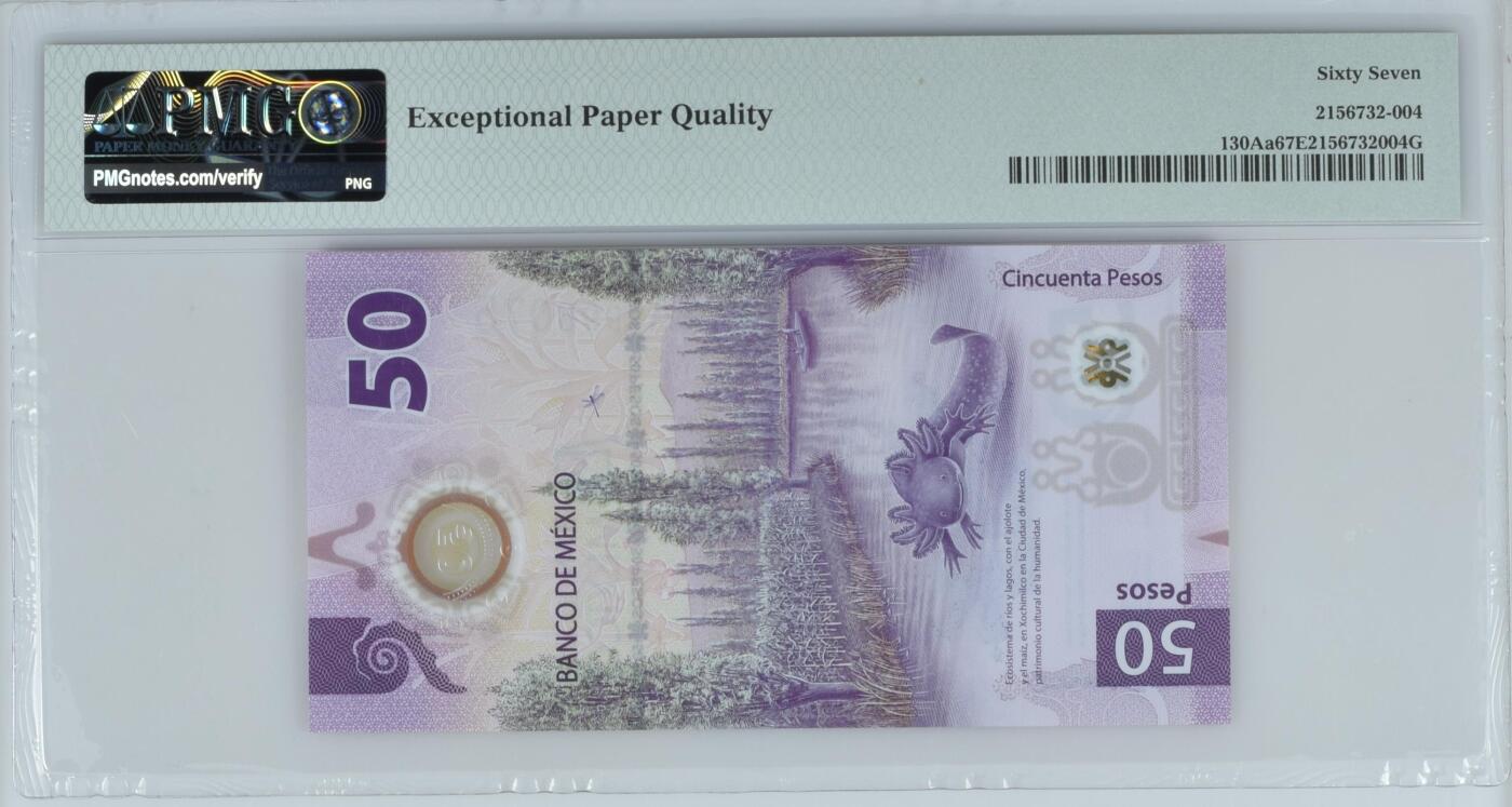 【礼羽收藏】🌏世界钱币拍卖第113期 墨西哥 获奖钞 50+100比索 双PMG67EPQ 双AA冠首发