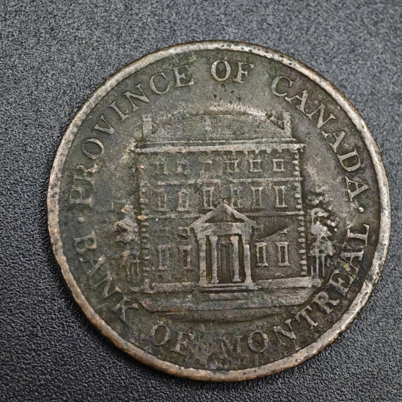 【淘币小摊】实时拍第八百一十拍   散币场   满百包邮可预留二周 每周一统一发货   加拿大1842年蒙特利尔银行半便士铜币代币