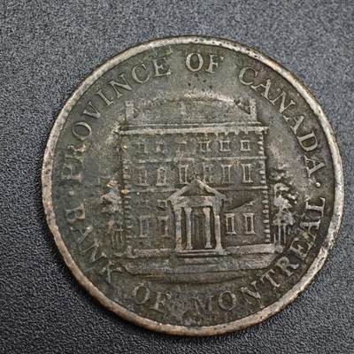 【淘币小摊】实时拍第八百一十拍   散币场   满百包邮可预留二周 每周一统一发货   - 加拿大1842年蒙特利尔银行半便士铜币代币