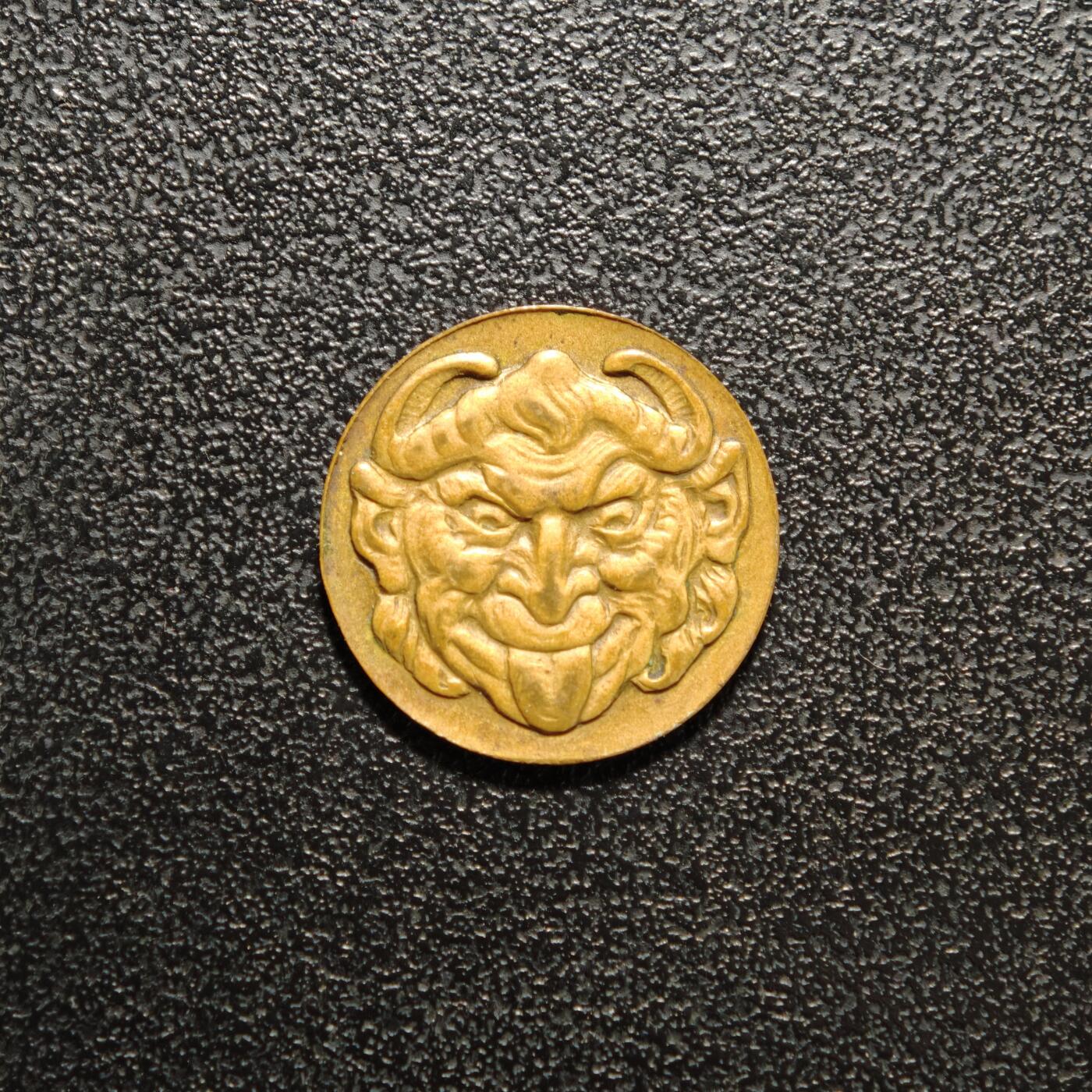 【德藏】世界币章拍卖第155期（拍品征集中~欢迎藏友联系） 1921年 德国德紧时期塔勒面具5马克铜币 少见品种！直径约：16mm；重约：1.7g