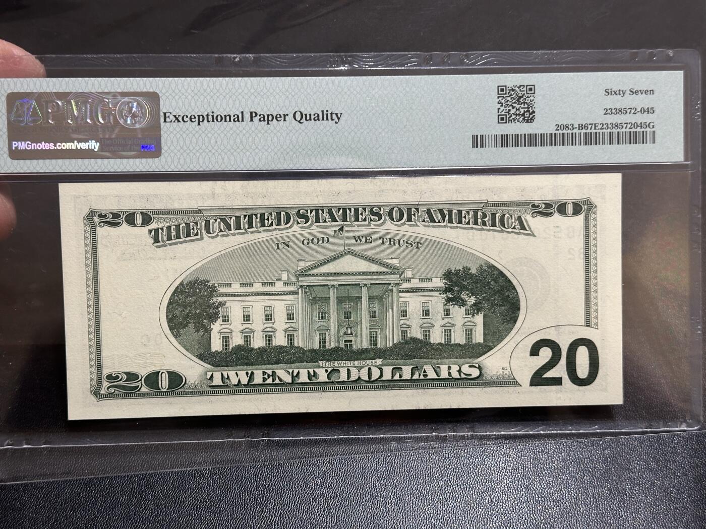 《外钞收藏家》第五百八十八期（优质场）（本平台长期征集拍品、欢迎藏友们联系合作） 1996年美国大头版20美元 PMG67