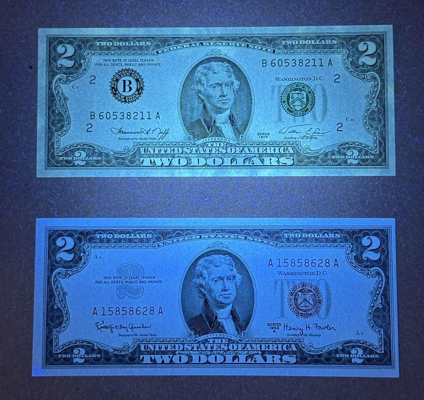 【礼羽收藏】🌏世界钱币拍卖第113期 63年2美元76年2美元两张无3.4.7unc品相76年2美元有斑