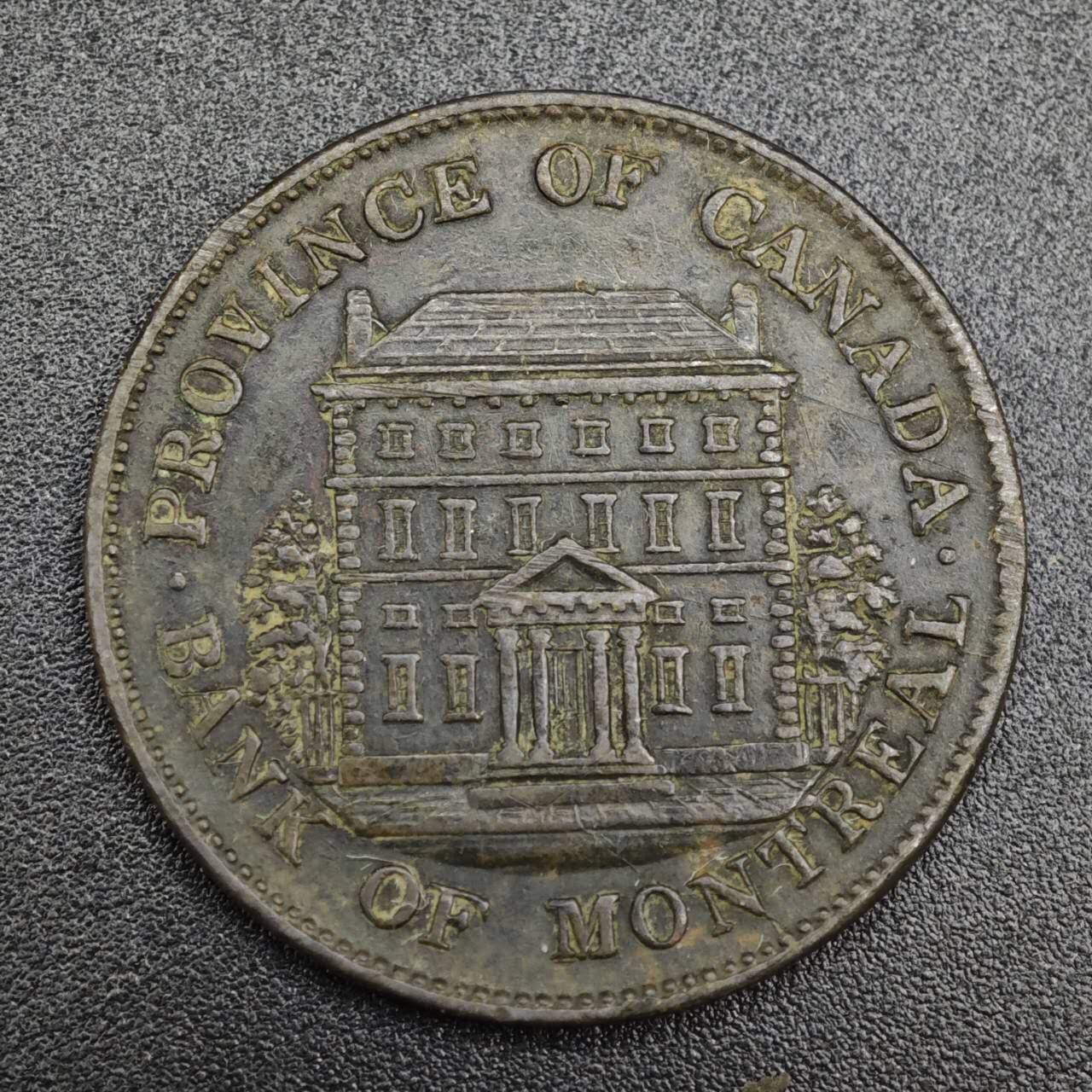 【淘币小摊】实时拍第八百一十拍   散币场   满百包邮可预留二周 每周一统一发货   加拿大1844年蒙特利尔银行半便士铜币代币