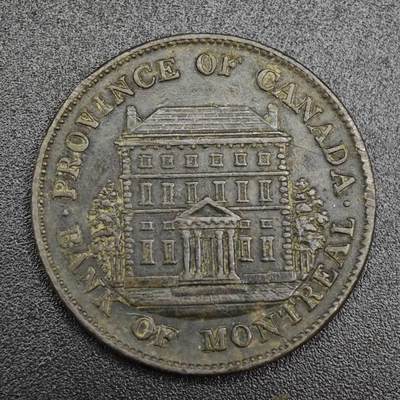 【淘币小摊】实时拍第八百一十拍   散币场   满百包邮可预留二周 每周一统一发货   - 加拿大1844年蒙特利尔银行半便士铜币代币