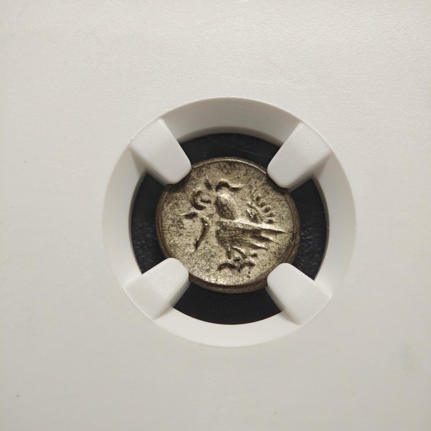 【德藏】世界币章拍卖第155期（拍品征集中~欢迎藏友联系） 1600-1860年 柬埔寨小鸟打制银币 NGC AU55 图案立体感十足