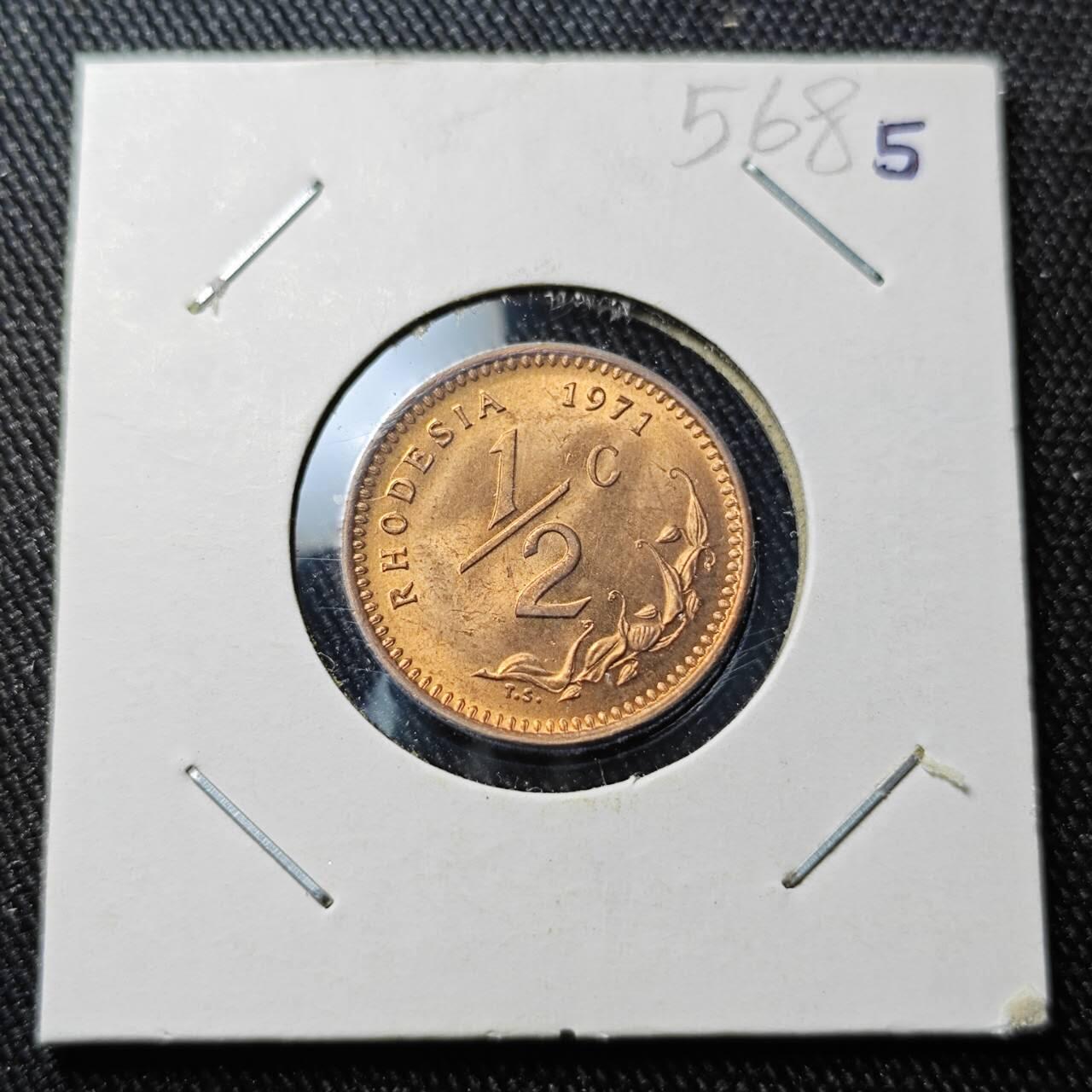 KK钱币收藏小铺 （套币 好品/批量散币 银币）专场  2月预留时间 周末发货  1971罗得西亚1/2分铜币 好品