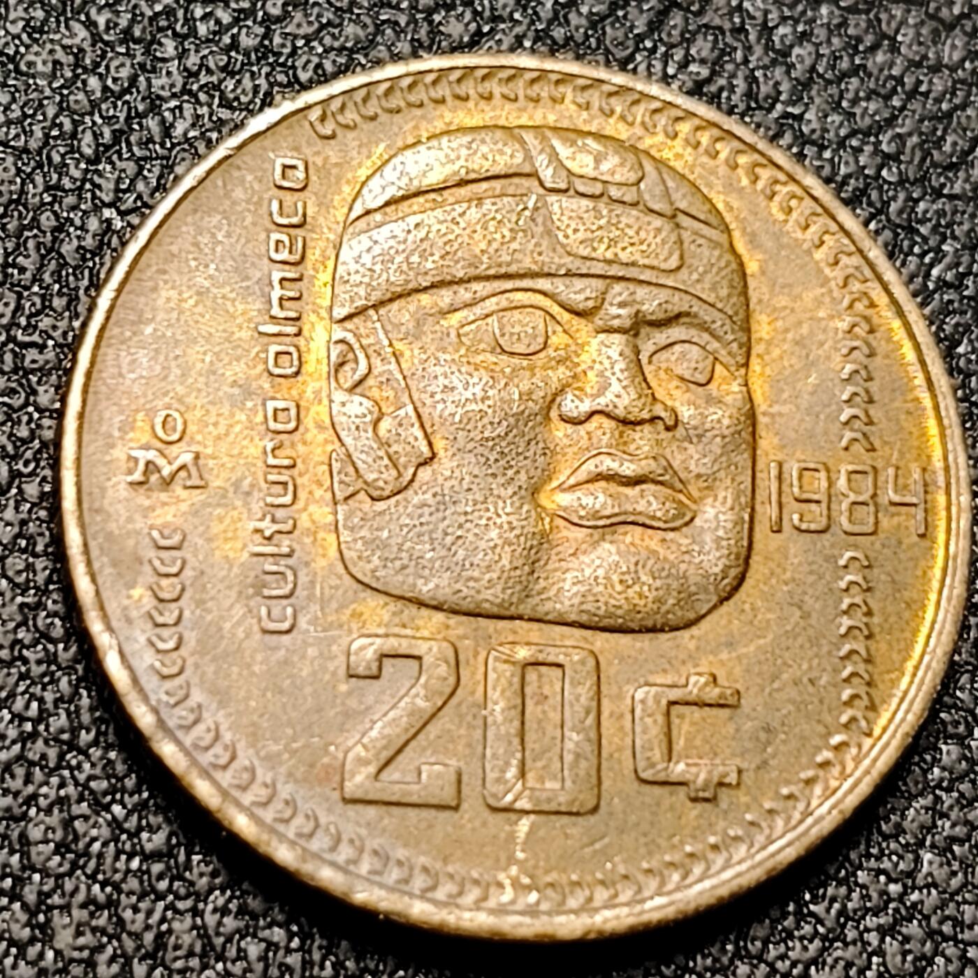 泉币菌-第141场-精品福利场（之前场次29日、30日发货，敬请谅解） 墨西哥20分硬币奥尔梅克文明 20mm 铜币