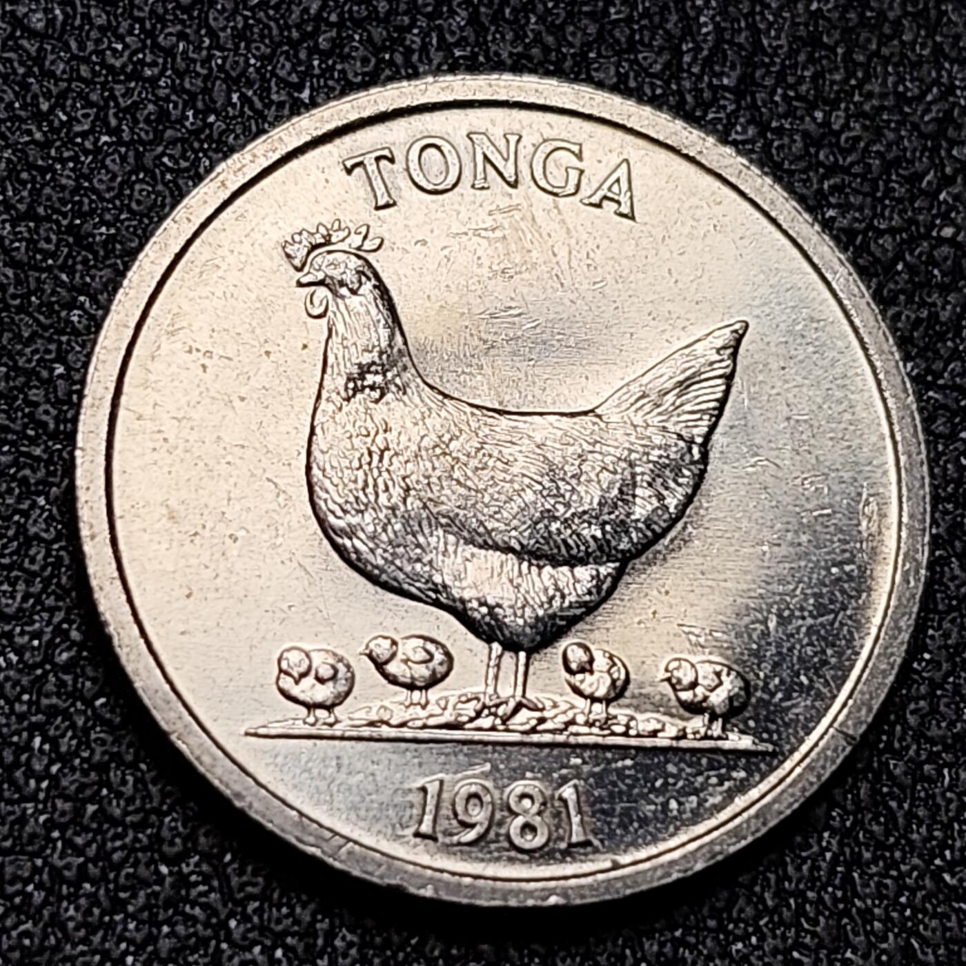 泉币菌-第141场-精品福利场（之前场次29日、30日发货，敬请谅解） 原光极美 汤加1981年5分铜镍币，FAO联合国粮农增产纪念-鸡、椰子，19.5mm