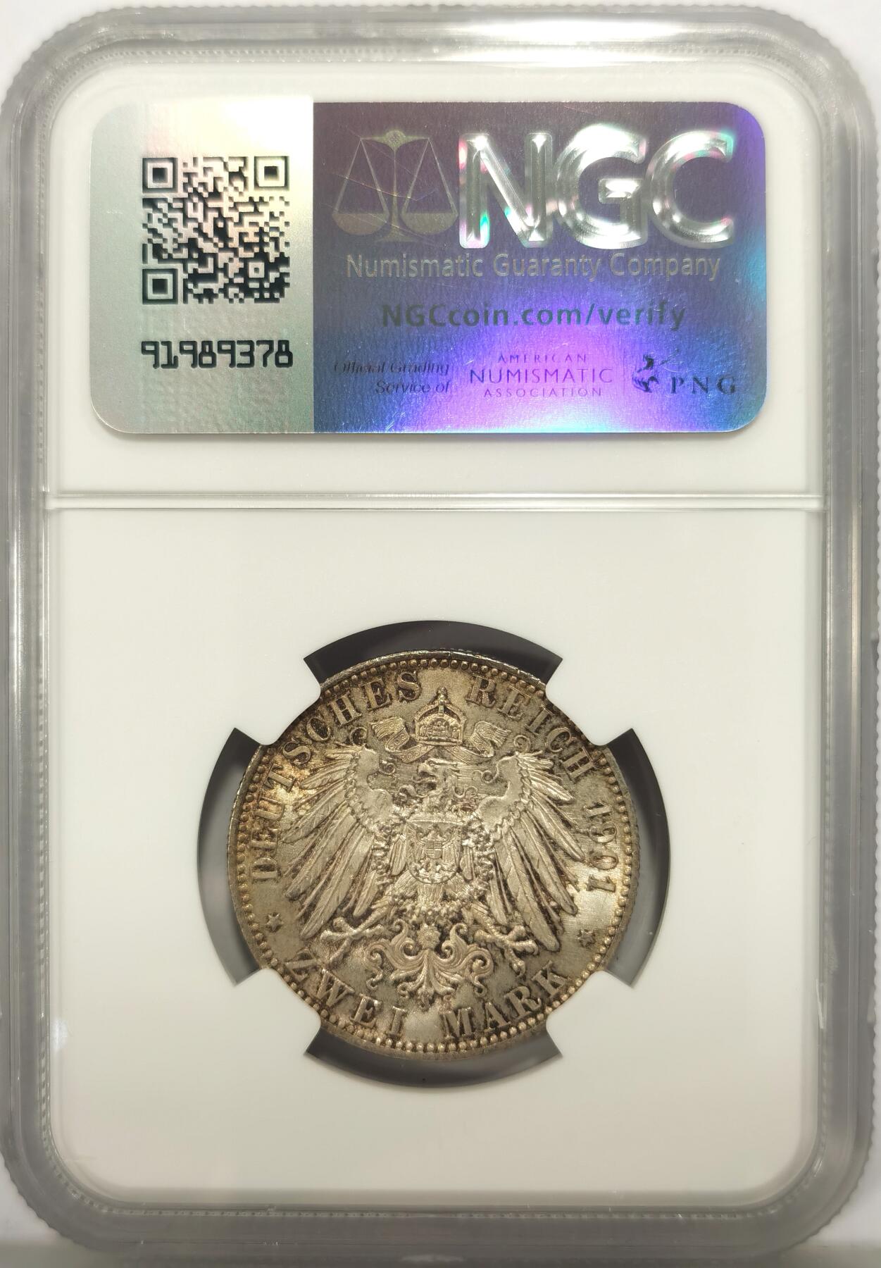 博洋堂世界钱币拍卖第149期（全场包邮） NGC MS63 德国普鲁士1901年建国200周年2马克银币。