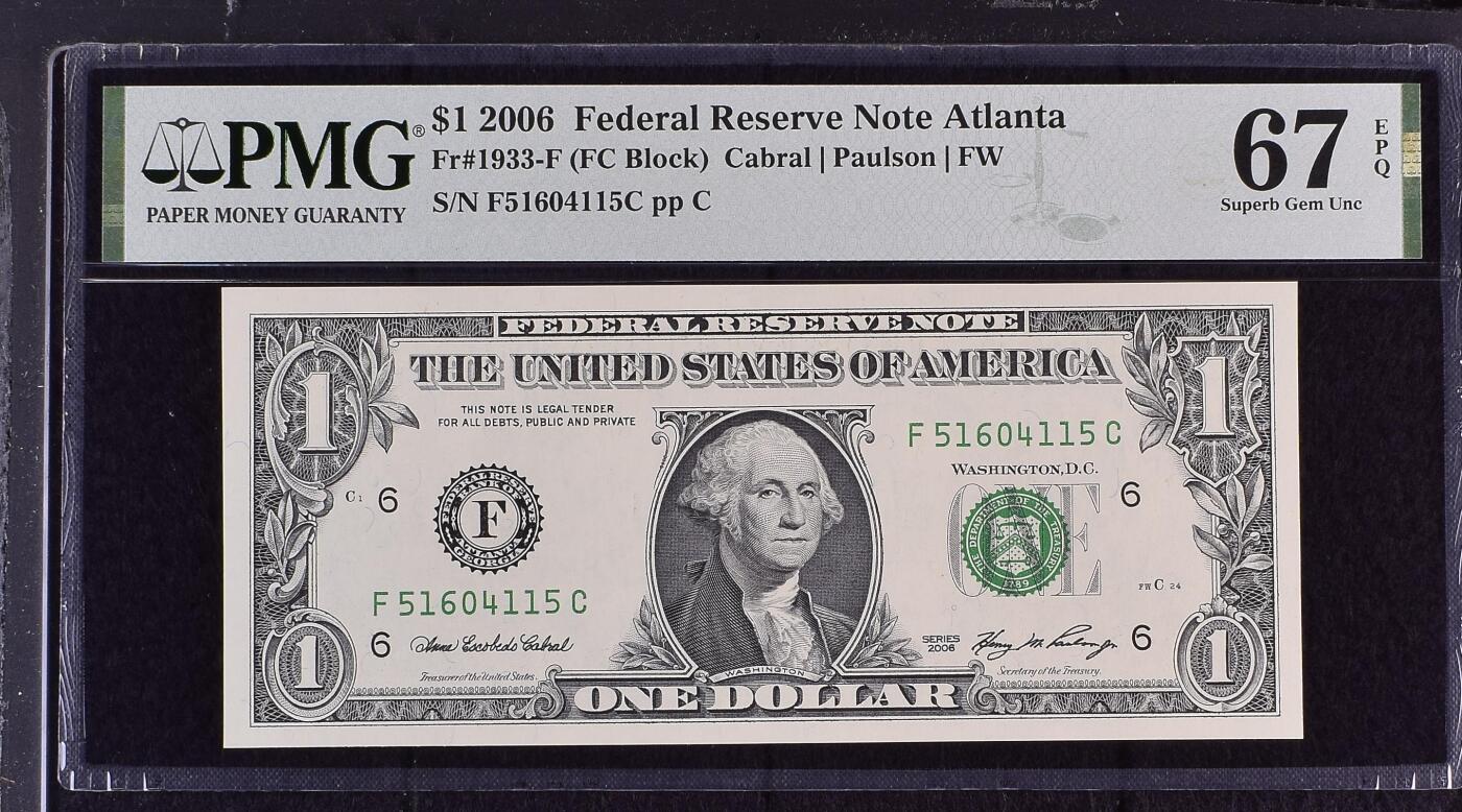 【礼羽收藏】🌏世界钱币拍卖第113期 2006年 1美元 高分PMG67EPQ