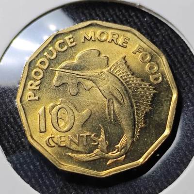 KK钱币收藏小铺 （套币 好品/批量散币 银币）专场  2月预留时间 周末发货 -  1977塞舌尔10分铜币 剑鱼 好品