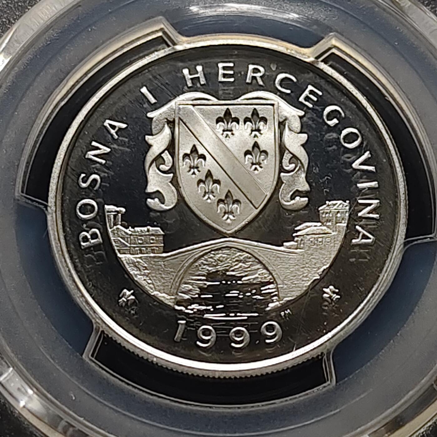 【全场包邮】纯粹捡漏拍481场（免费代拍第18场） 波斯尼亚和黑塞哥维那1999年14欧元稳定之树精制纪念银币-PCGS PR67 DCAM 