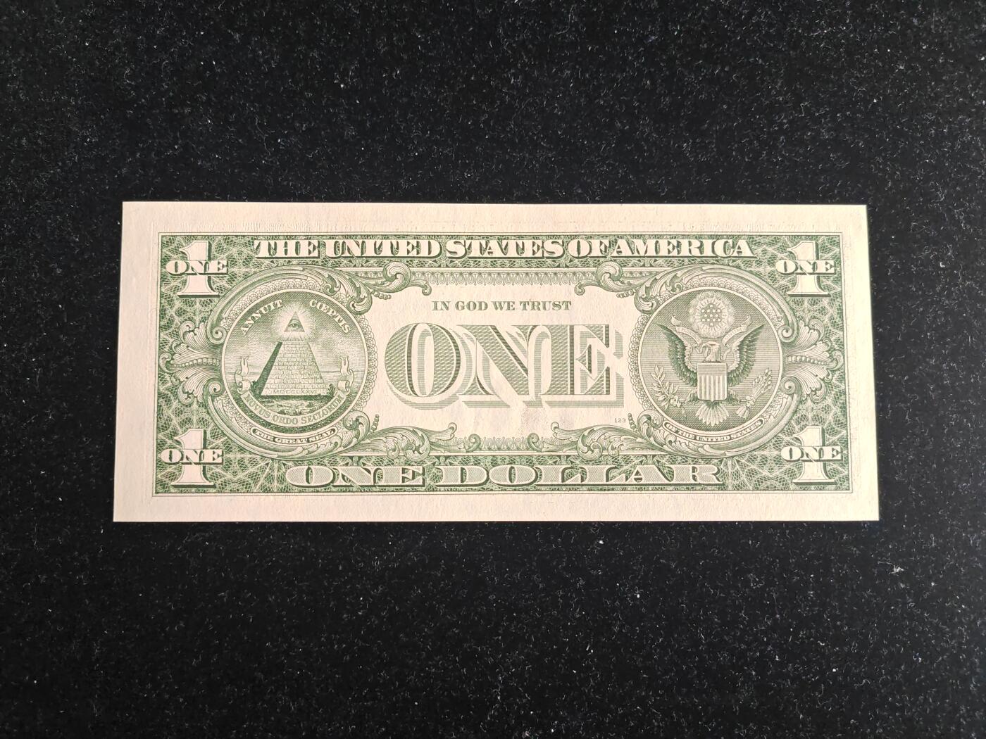 美国纸币 2001年 稀少I区 1美元 首发A冠  全新UNC 