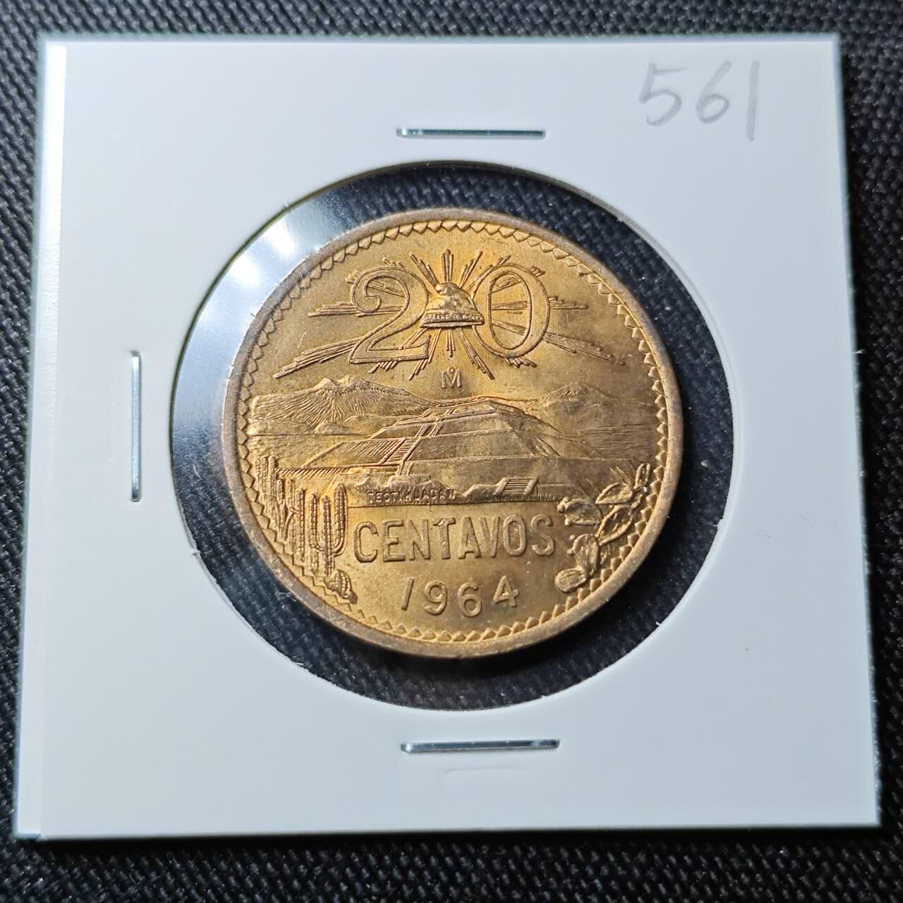 KK钱币收藏小铺 （套币 好品/批量散币 银币）专场  2月预留时间 周末发货   1964墨西哥20分铜币 好品