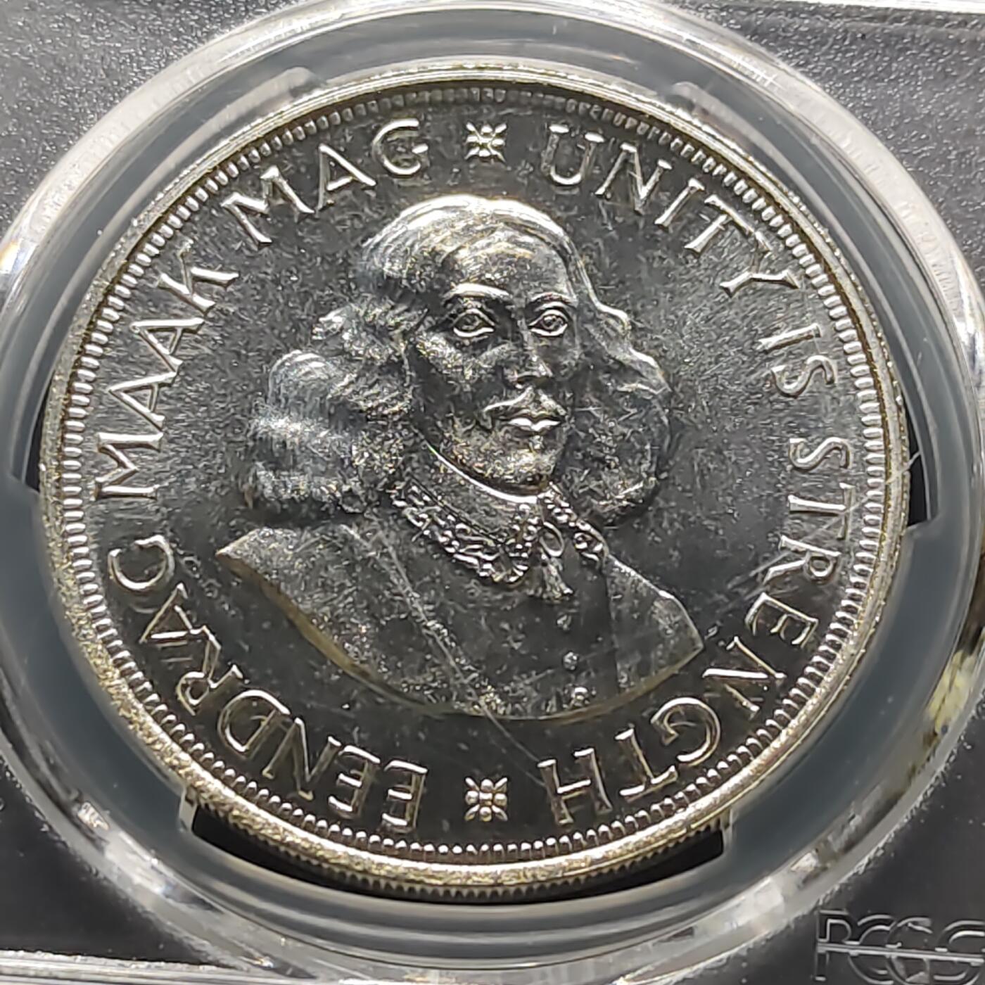 【全场包邮】纯粹捡漏拍481场（免费代拍第18场） 南非1964年羚羊50分克朗型大银币-PCGS PL66