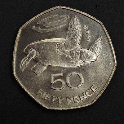 【淘币小摊】实时拍第八百一十拍   散币场   满百包邮可预留二周 每周一统一发货   - 圣赫勒拿1984年海龟50便士镍币