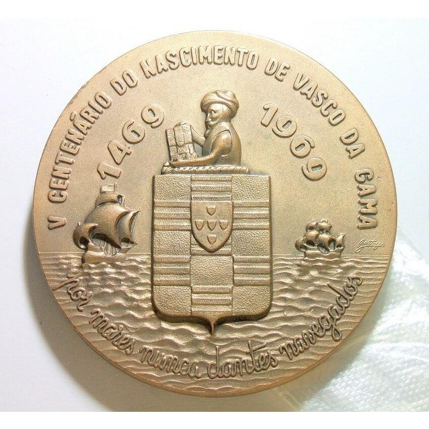 【艺术】葡萄牙艺术大章 大航海家达伽马诞辰600年 高浮雕精制超大铜章 80MM 263克 